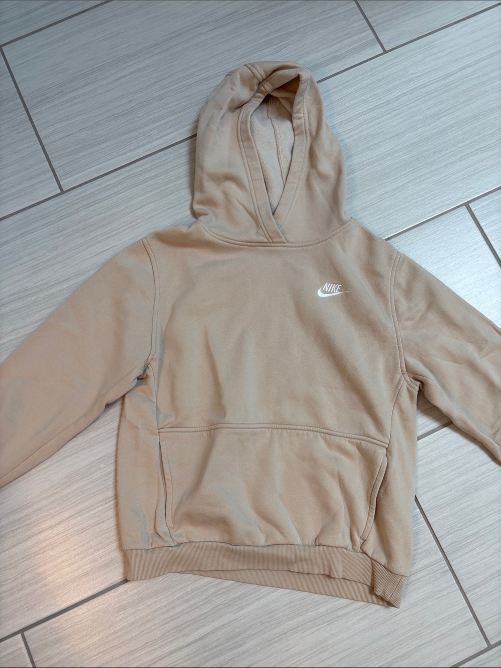 Kids Nike Tan Hoodie with White Swoosh XL